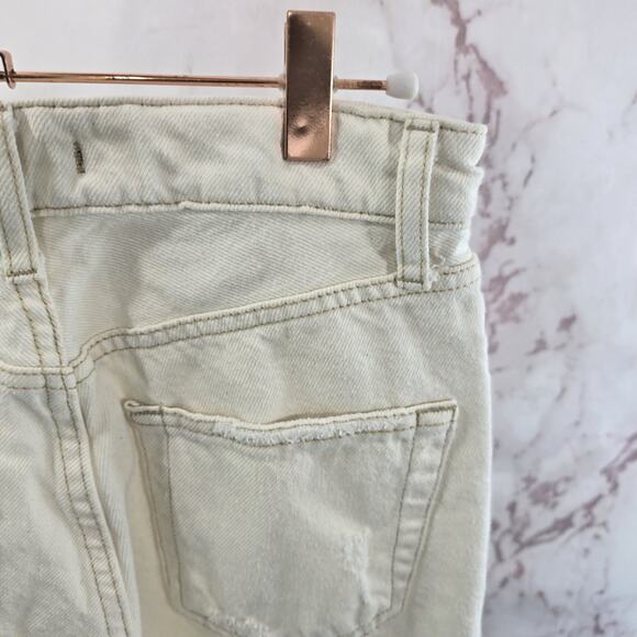 Free People Jeans Womens 27 Cream High Rise Boot Button Fly Distressed Rigid - Picture 12 of 13